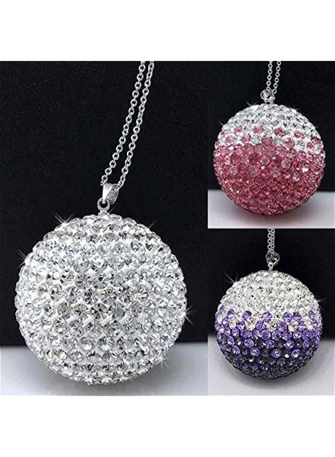 Decoration الكريستال الكرة مرآة الرؤية الخلفية للسيارات الديكور ، حجر الراين شنقا اكسسوارات السيارات ، وامض السيدات اكسسوارات السيارات ، الكريستال الكرة الشمسية الصيد والمجوهرات ، والسيارات الديكور الداخلي جلام ( فضي )  - Image 5
