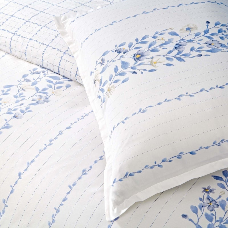 Linens Allday Pearl Cotton Satin Double Duvet Cover Set Blue  - Image 2