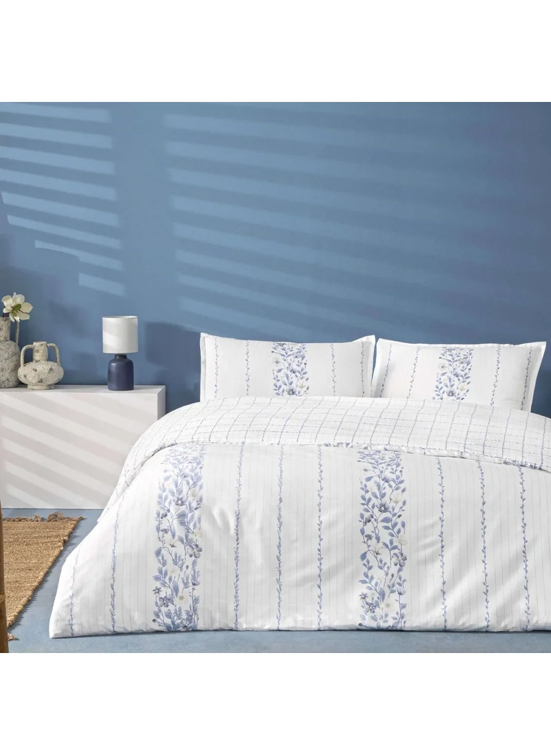 Linens Allday Pearl Cotton Satin Double Duvet Cover Set Blue