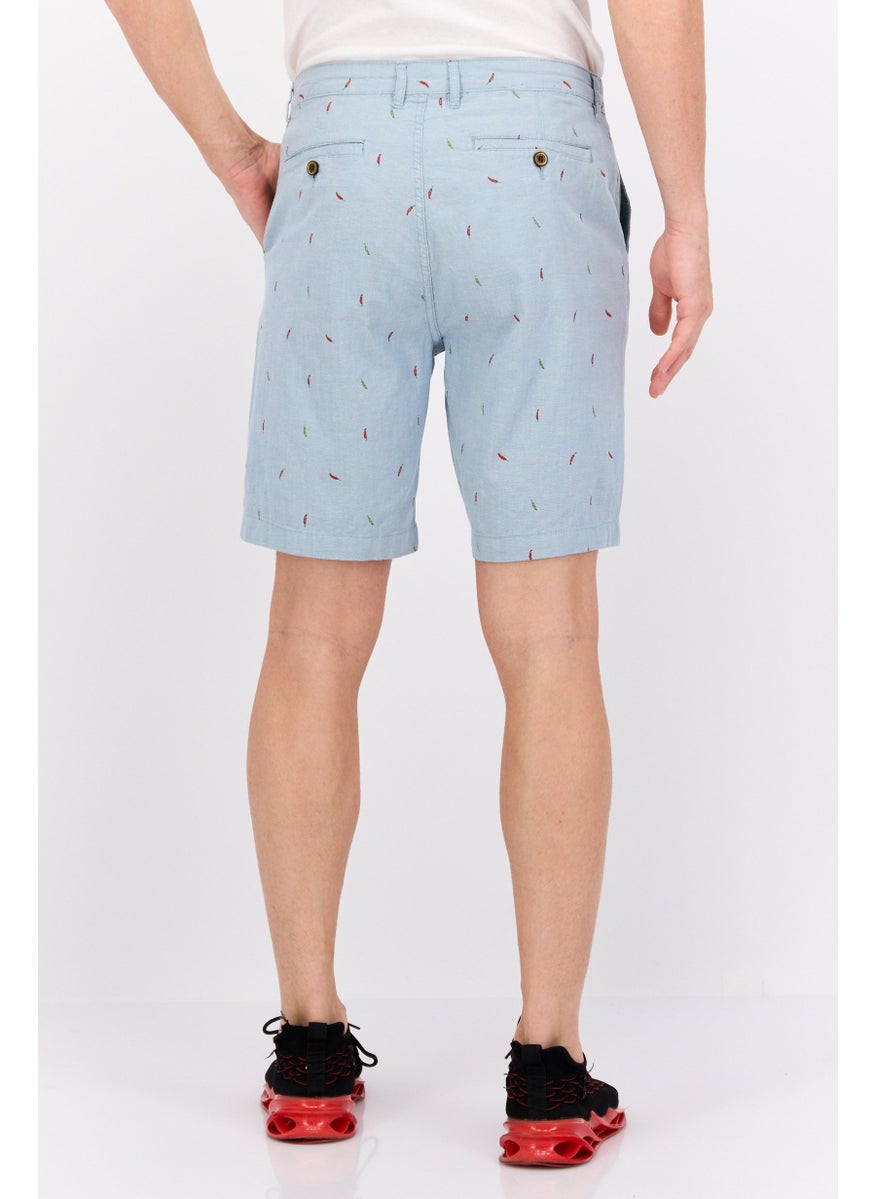 Jachs New York Men Allover Print Chino Shorts, Light Blue  - Image 3