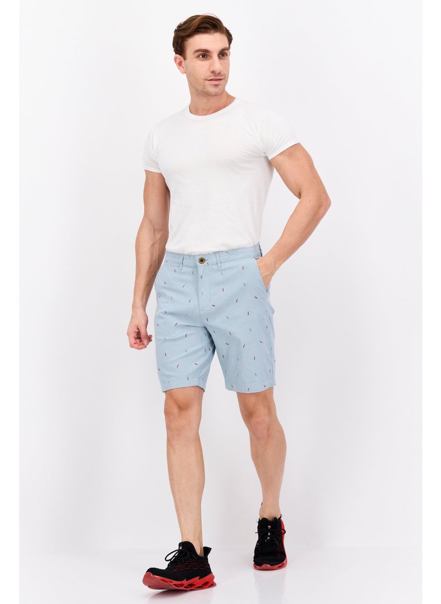 Jachs New York Men Allover Print Chino Shorts, Light Blue  - Image 4