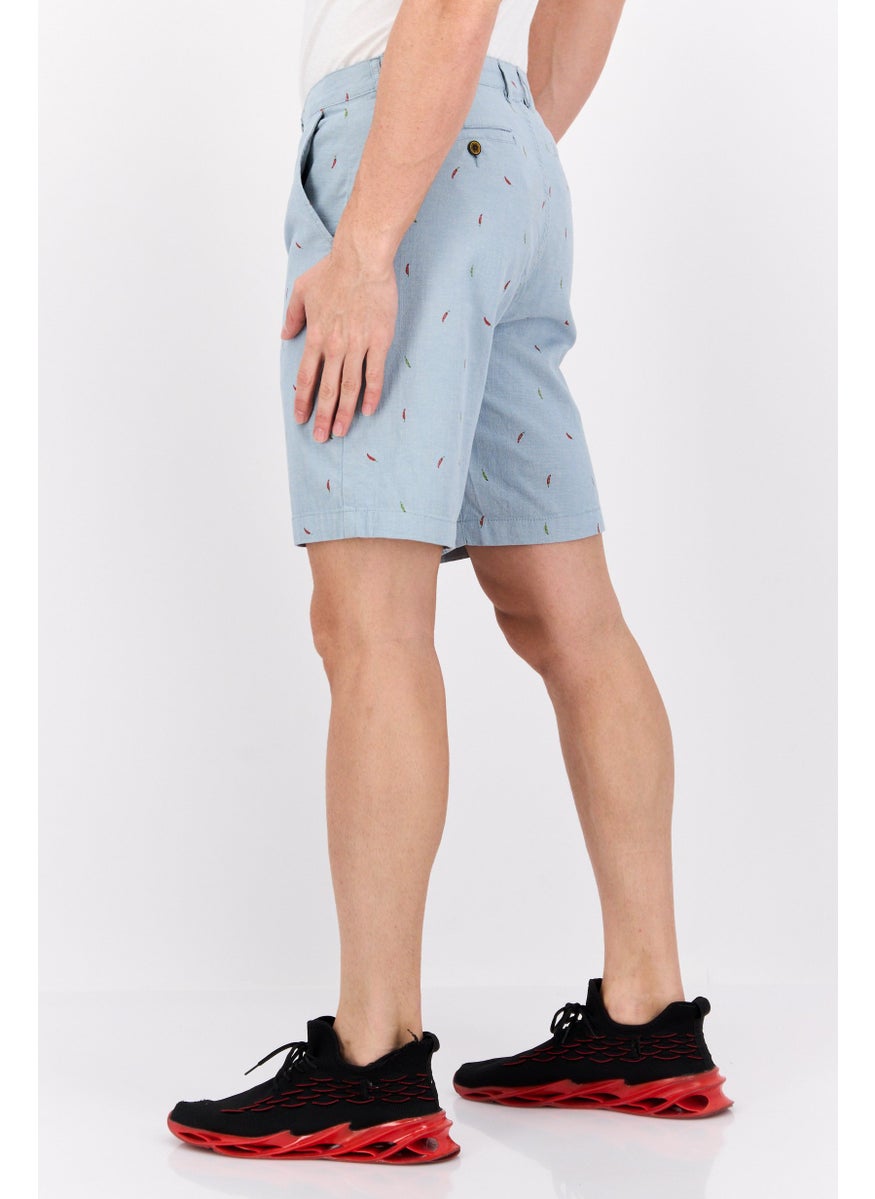 Jachs New York Men Allover Print Chino Shorts, Light Blue  - Image 2