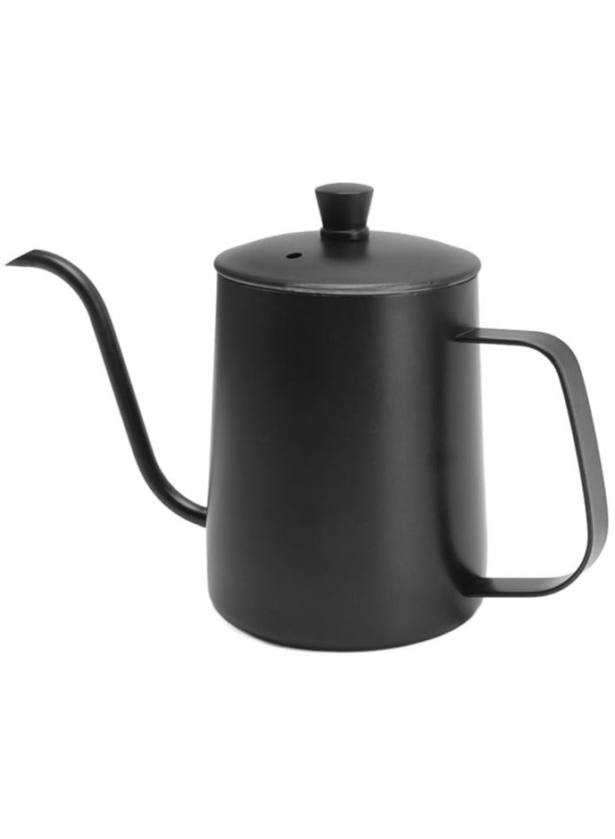 ماستر جولد ابريق شاي وقهوة بالتنقيط اليدوي، غلاية قهوة مريحة من الستانلس ستيل بتصميم عنق الاوزة متعدد الاستخدامات للتخييم ( اسود مع غطاء) - Image 1