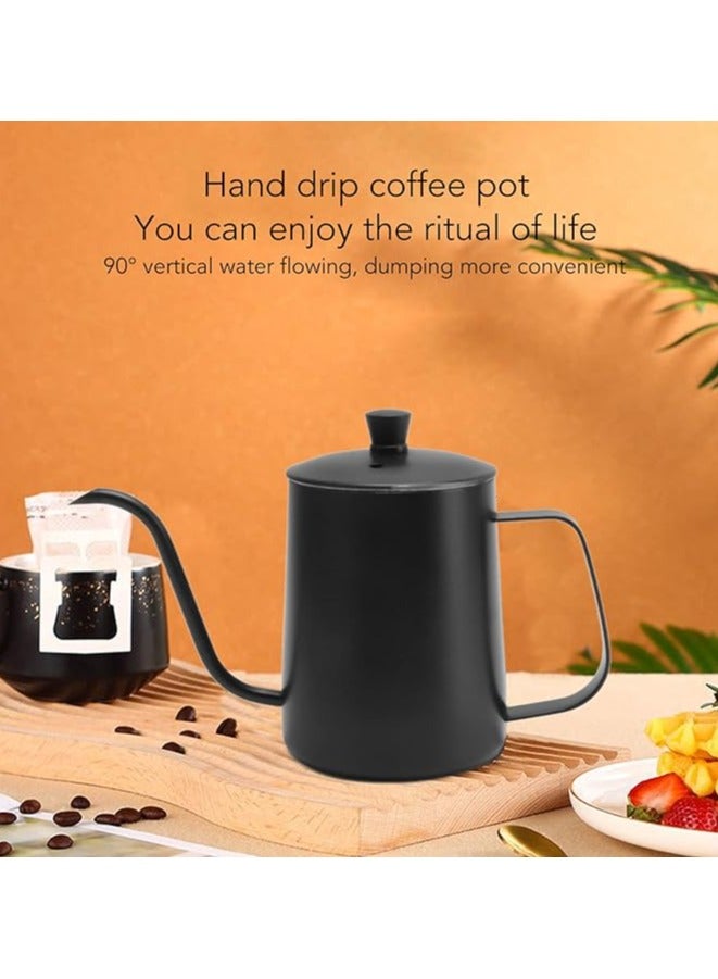 ماستر جولد ابريق شاي وقهوة بالتنقيط اليدوي، غلاية قهوة مريحة من الستانلس ستيل بتصميم عنق الاوزة متعدد الاستخدامات للتخييم ( اسود مع غطاء) - Image 5