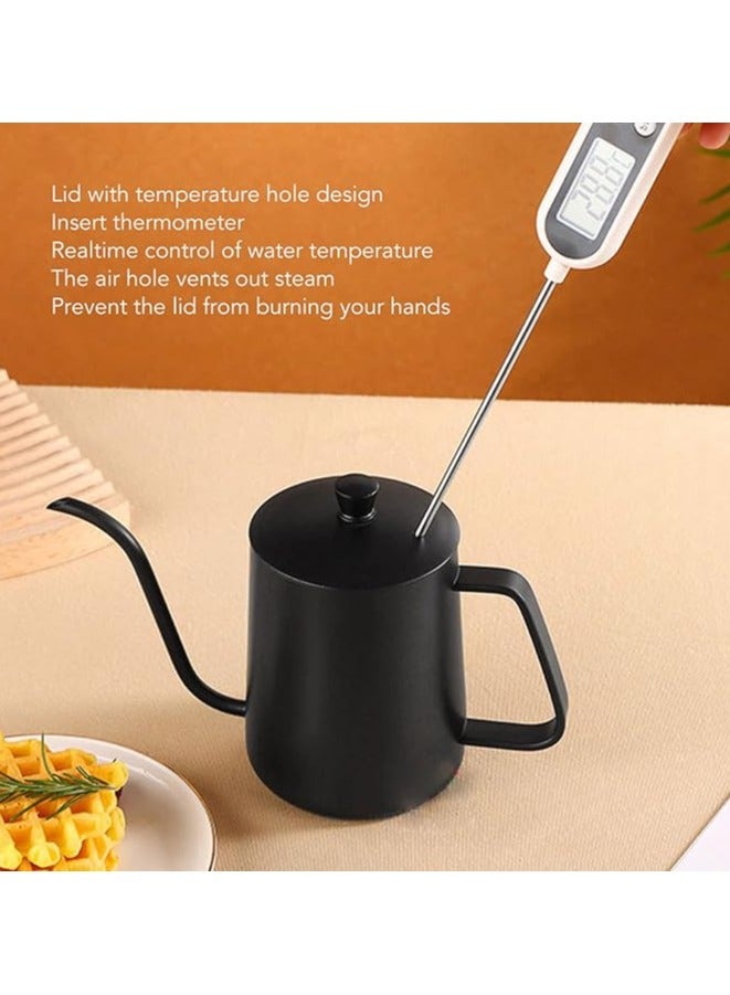 ماستر جولد ابريق شاي وقهوة بالتنقيط اليدوي، غلاية قهوة مريحة من الستانلس ستيل بتصميم عنق الاوزة متعدد الاستخدامات للتخييم ( اسود مع غطاء) - Image 4