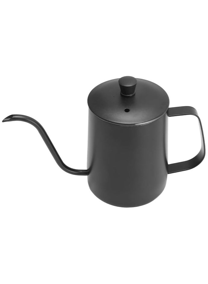 ماستر جولد ابريق شاي وقهوة بالتنقيط اليدوي، غلاية قهوة مريحة من الستانلس ستيل بتصميم عنق الاوزة متعدد الاستخدامات للتخييم ( اسود مع غطاء) - Image 3