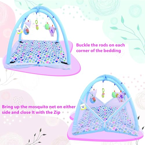 Toddylon Baby Bedding Set for New Born Play Gym Bed (0-6 Months, Blue, Baby Size, Cotton) - Image 2