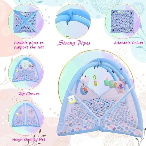 Toddylon Baby Bedding Set for New Born Play Gym Bed (0-6 Months, Blue, Baby Size, Cotton) - Image 3