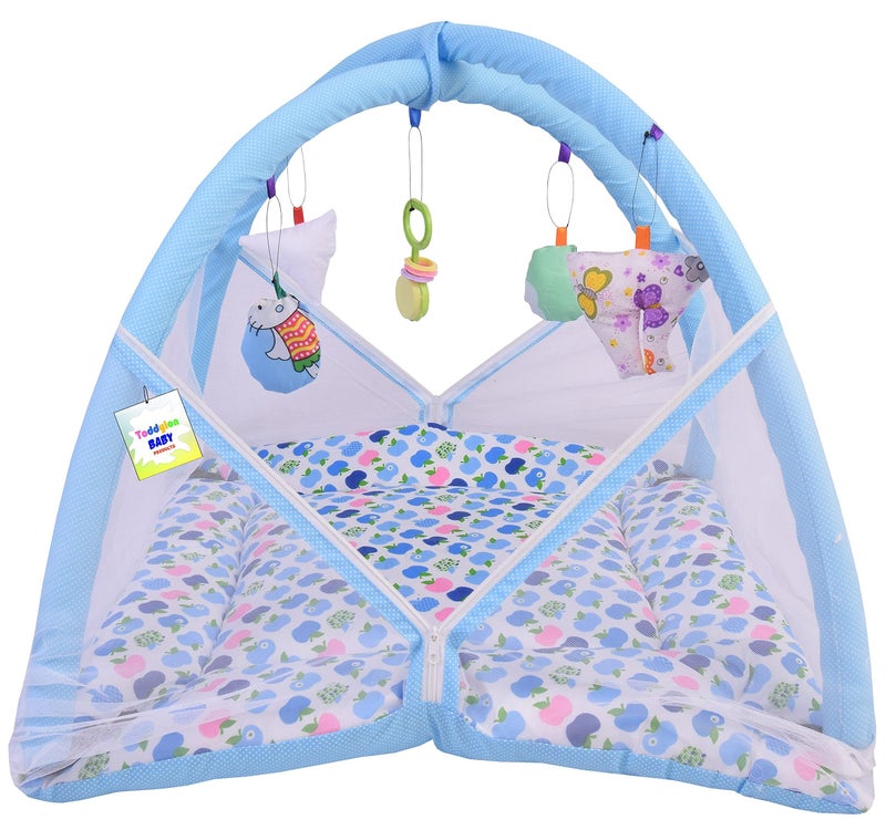 Toddylon Baby Bedding Set for New Born Play Gym Bed (0-6 Months, Blue, Baby Size, Cotton) - Image 5