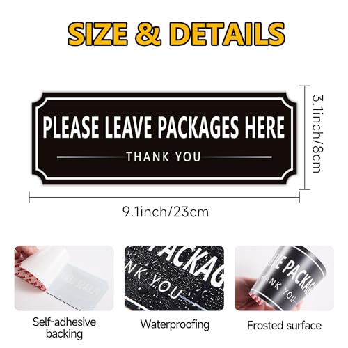 LUHIMO Please Leave Packages and Deliveries Here Sign Sticker, Self-Adhesive Waterproof Modern Deliveries Sign for Packages, Please Place Packages in Box for Home, Office, Shop, Door 9" x 3.14" - Image 2