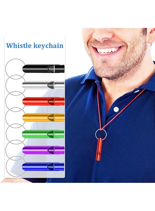 X spring Emergency Whistle with Keychain 7pcs Loud Emergency Whistle for Camping Hiking Hunting Aluminum Survival Whistles for Outdoor Safety Multi Functional Hiking Safety Tool with Key Rings - Image 2
