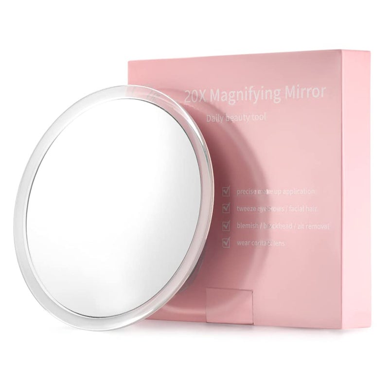 Santoo 20X Magnifying Mirror With 3 Mounting Suction Cups Used For - Pluck Eyebrows - Tweezing - Blackhead Removal - See Details Clearly - Easy Mounting Makeup Mirror - 6 Inch Round - Image 1