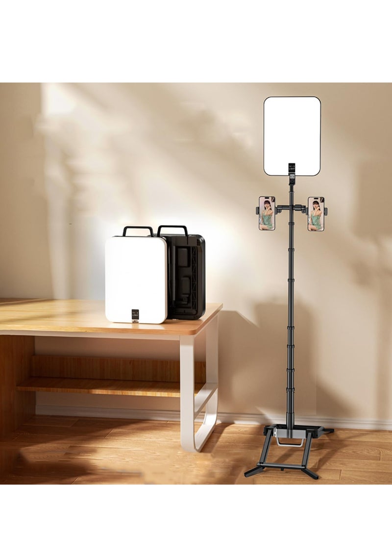 TYCOM Selfie Light with Tripod Stand 14 inch (33 * 22cm), Selfie Ring Light for Phone with Battery, LED Rectangular Light for Vlog, Social Media, Video Calls (Rectangular Black 170cm) - Image 1