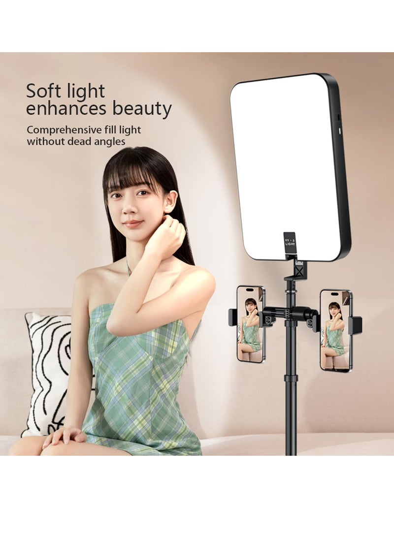 TYCOM Selfie Light with Tripod Stand 14 inch (33 * 22cm), Selfie Ring Light for Phone with Battery, LED Rectangular Light for Vlog, Social Media, Video Calls (Rectangular Black 170cm) - Image 2