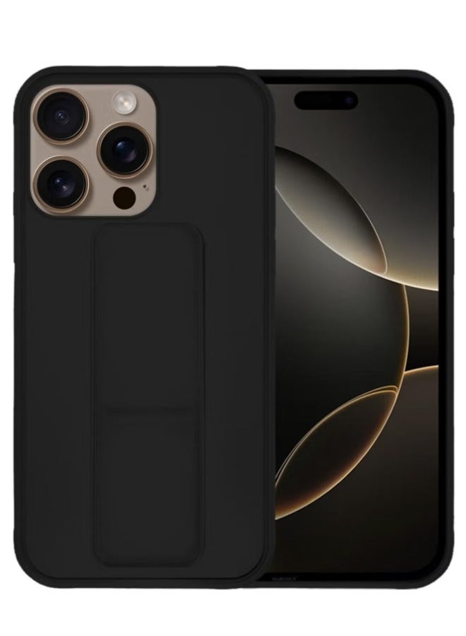 DUSALA 3-Pack Premium PU Leather Case & Screen Protectors for iPhone 16 Pro Max – Shockproof, Anti-Scratch, Stand Function, Finger Grip Case Cover (Black) - Image 2