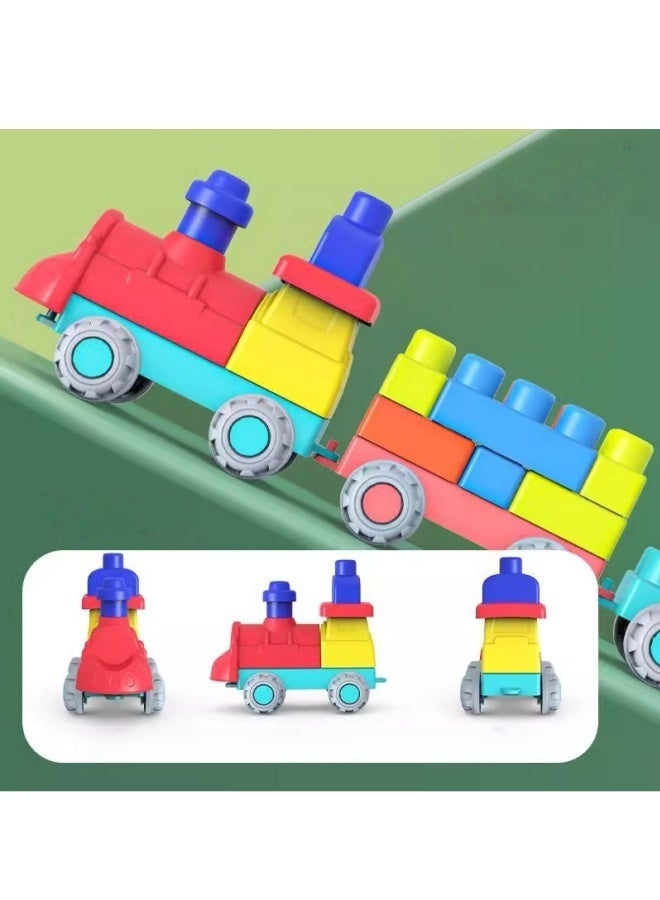 MLADEN 50pcs Soft Rubber Building Block with Storage Box Early Educational Toy Baby Teething Toy, Can Be Boiled And Bitten, and Build a Preschool Education Sensory Stacking Rock,Suitable for Baby 1-3 Years Old Blocks Toy,Montessori Sensory Early Educational Toy for Children - Image 2