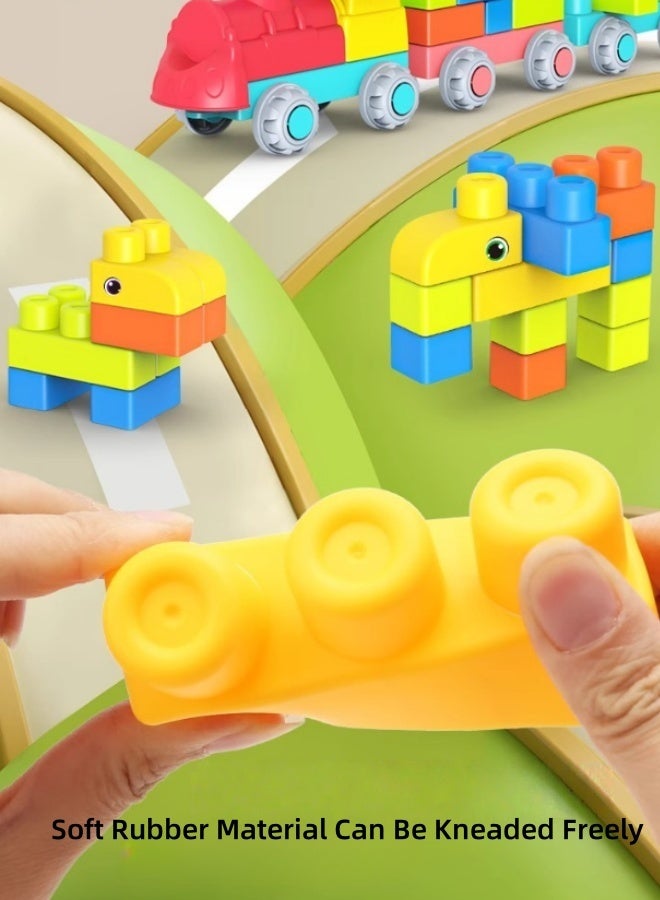MLADEN 50pcs Soft Rubber Building Block with Storage Box Early Educational Toy Baby Teething Toy, Can Be Boiled And Bitten, and Build a Preschool Education Sensory Stacking Rock,Suitable for Baby 1-3 Years Old Blocks Toy,Montessori Sensory Early Educational Toy for Children - Image 5