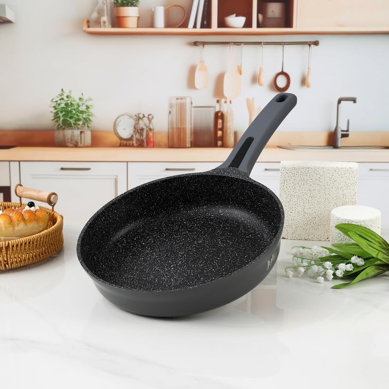 Julia Elite Edge Grey 24cm Granite Frypan Without Lid Durable Nonstick Cookware Scratch Proof Heat Resistant Easy Clean Skillet Pan Perfect For Everyday Cooking Frying Sauteing And Preparing Meals - Image 1