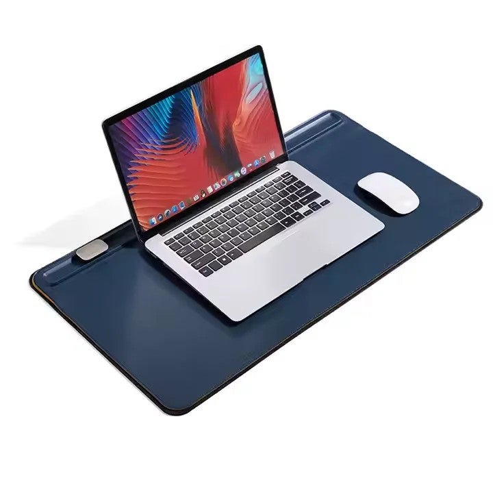 Y&D Double-Sided Leather Felt Desk Pad, Waterproof Magnetic Desktop Mat with Stationery Toolbar & 15W Charger Mousepad - Image 2