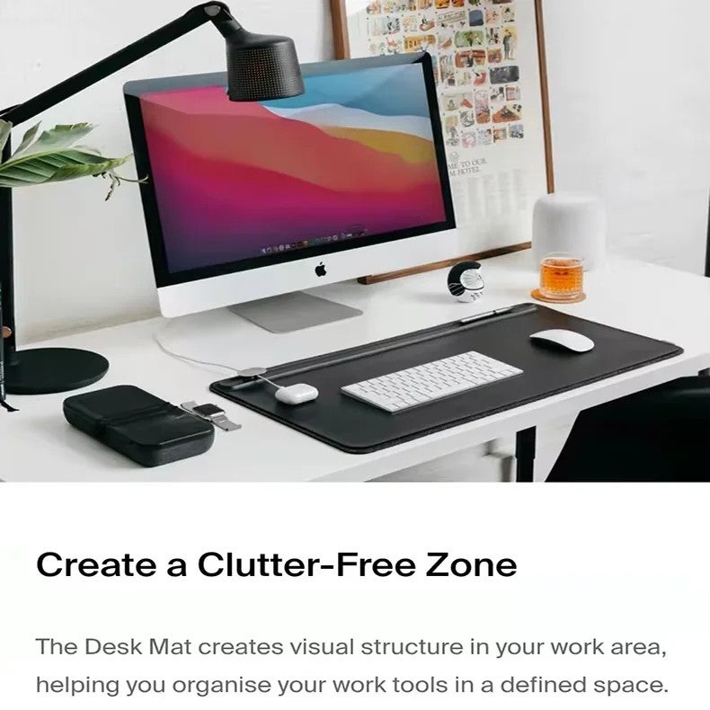 Y&D Double-Sided Leather Felt Desk Pad, Waterproof Magnetic Desktop Mat with Stationery Toolbar & 15W Charger Mousepad - Image 3