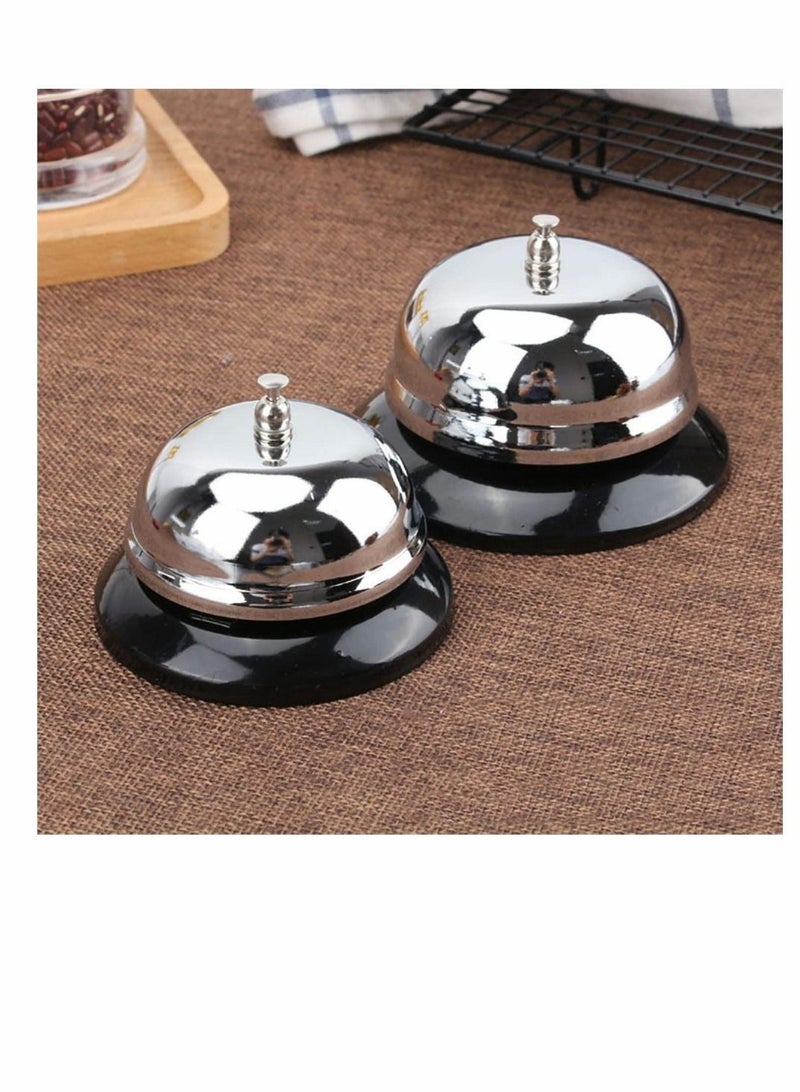 Reception Call Bell, Service Bell with Metal Anti-Rust Construction, Chrome Finish, Ringing, Durable, Desk for Schools, Restaurants, Areas, Hospitals, Warehouses, 2 Packs