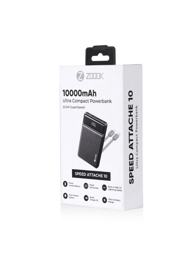 Zoook [4-in-1] 10000mAh Power Bank – 22.5W Fast Charging Slim Portable Battery Pack with Built-in USB-C and Lightning Cables, Type-C Input/Output, USB-A Output, LED Display, Pocket-Sized Travel Charger, External Backup Battery Compatible with iPhone, Samsung, Xiaomi, Huawei, Realme, OPPO, Tablets and More – Compact, Lightweight, Smart Circuit Protection for Safe Charging Anytime, Anywhere - Image 4