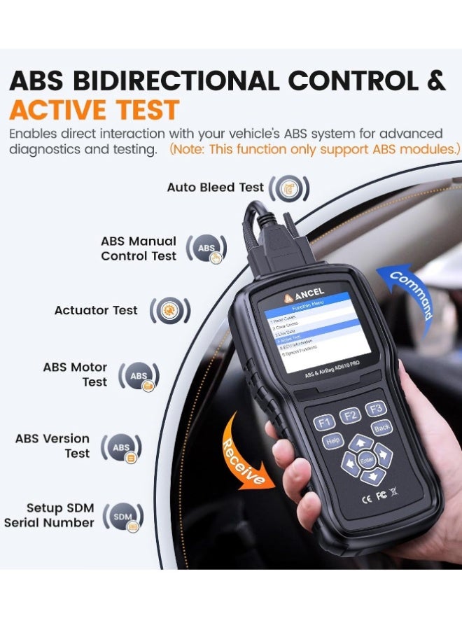 Ancel AD610 Pro OBD2 Scanner - ABS SRS Code Reader, Check Engine Light Diagnostic Tool with ABS Bleeding, AutoVIN, Real-Time Data, Full OBD2 Functions, SAS/Oil/EPB Reset - Image 3