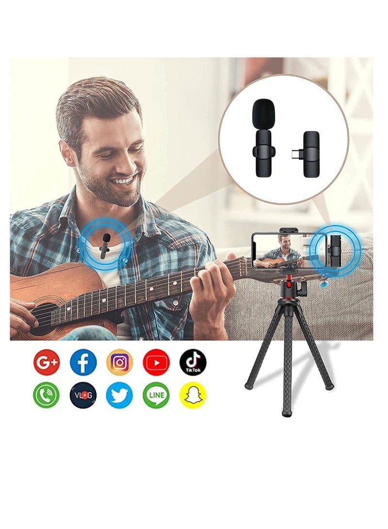Wireless Lavalier Microphone for Type-C, Plug & Play Lapel Clip-on Mini Mic for gaming Video Recording - Noise Reduction Bluetooth  - Image 2