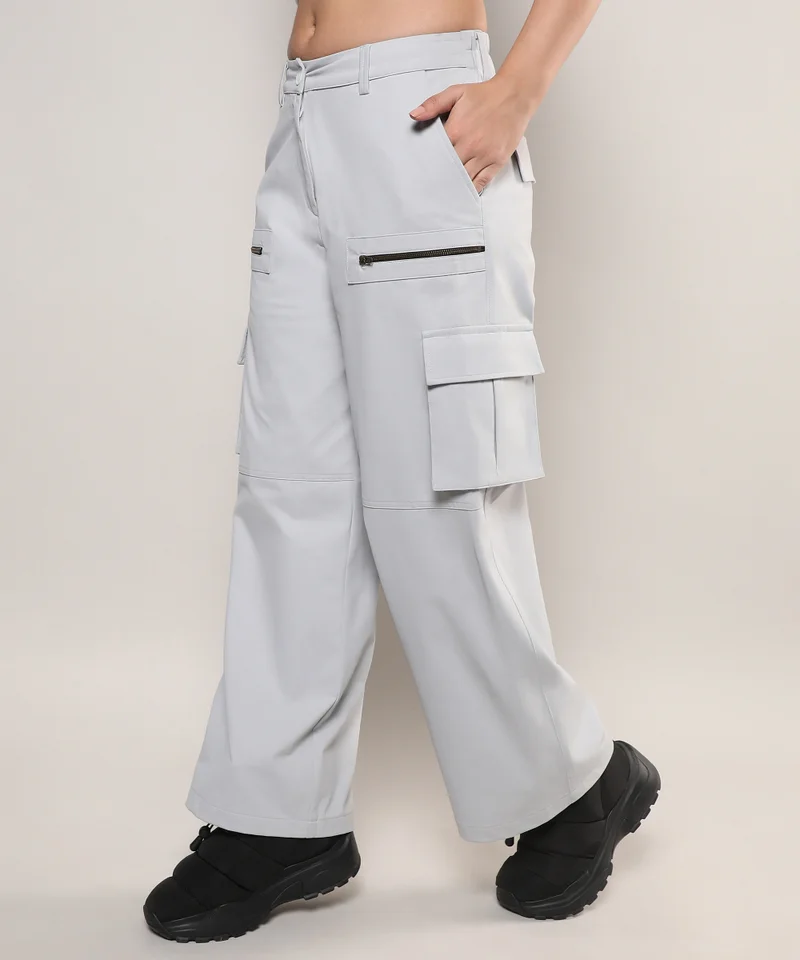 كامبوس سوترا Women's Moon Grey Straight Fit Cargo Trousers
