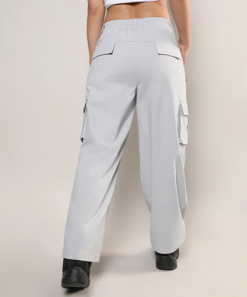 كامبوس سوترا Women's Moon Grey Straight Fit Cargo Trousers