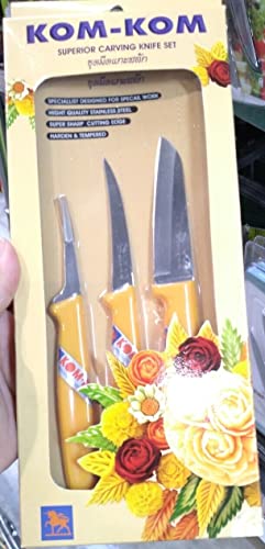 Komkom Kom Kom Fruit and Vegetable Carving Knives Set C, Yellow, 11 x 1 x 5 inches - Image 3