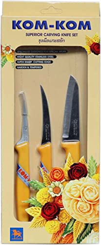 Komkom Kom Kom Fruit and Vegetable Carving Knives Set C, Yellow, 11 x 1 x 5 inches - Image 1