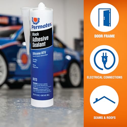 Permatex 81173-12PK Black Silicone Adhesive Sealant, 12.9 oz. (Pack of 12) - Image 4
