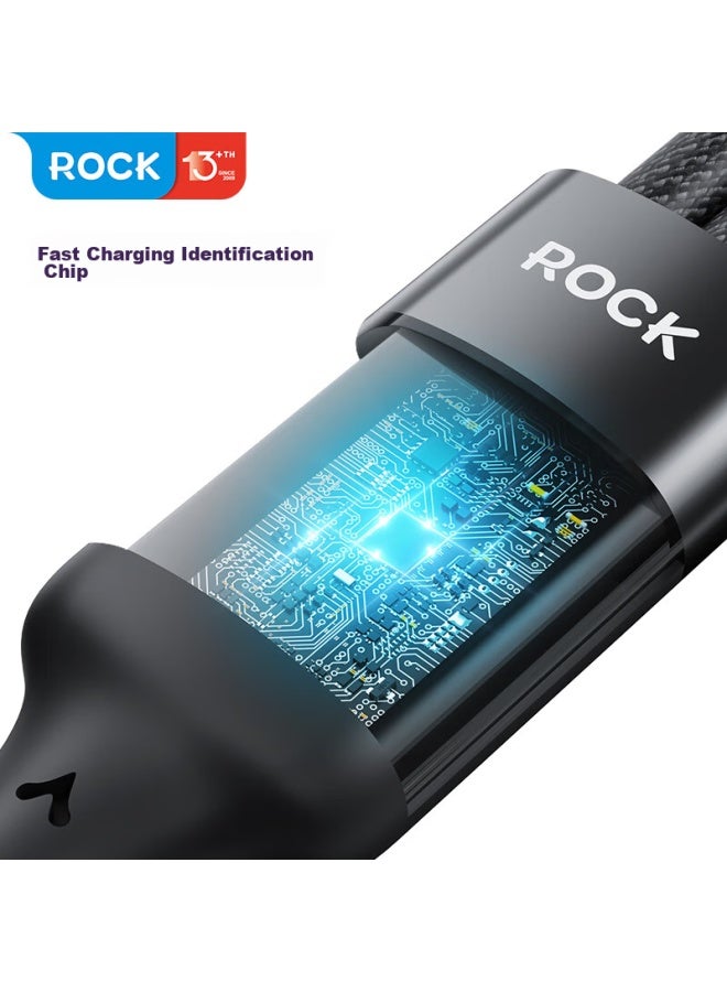 Rock Data Cable Three-in Charging Cable, One-to 100w, For Huawei 6/5a, Apple 16 Pro Max/15/14/13, Honor, Xiaomi, Type-c Android Phones And Tablets - Image 3