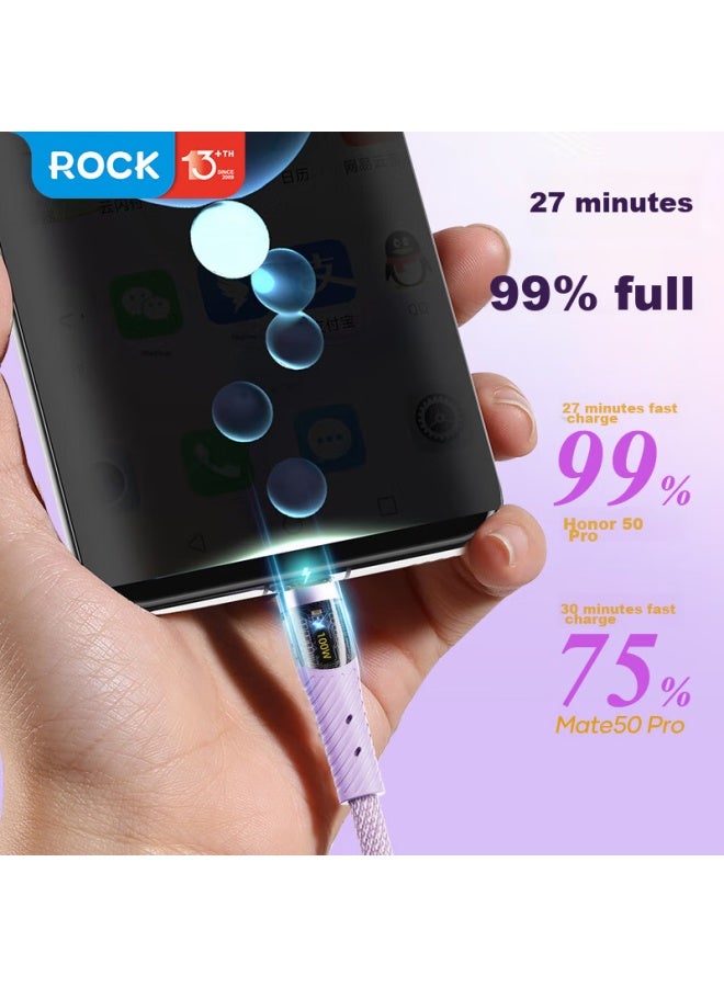 Rock Data Cable Three-in Charging Cable, One-to 100w, For Huawei 6/5a, Apple 16 Pro Max/15/14/13, Honor, Xiaomi, Type-c Android Phones And Tablets - Image 5