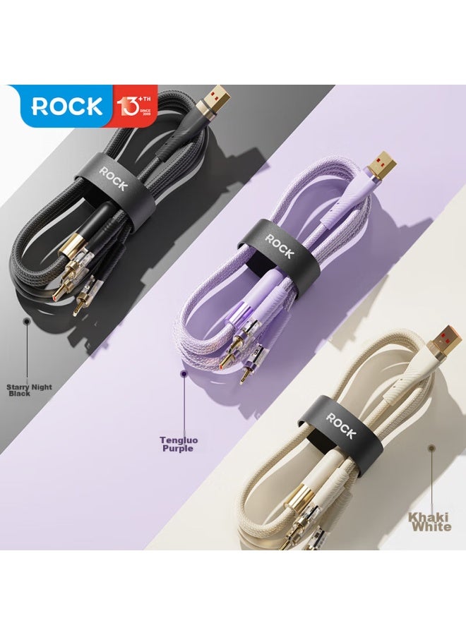 Rock Data Cable Three-in Charging Cable, One-to 100w, For Huawei 6/5a, Apple 16 Pro Max/15/14/13, Honor, Xiaomi, Type-c Android Phones And Tablets - Image 4