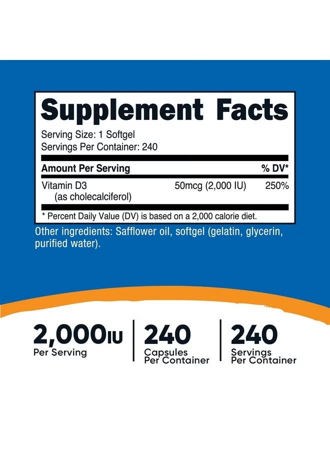 Nutricost, فيتامين د3، 2000 وحدة دولية، 240 كبسولة هلامية - Image 4