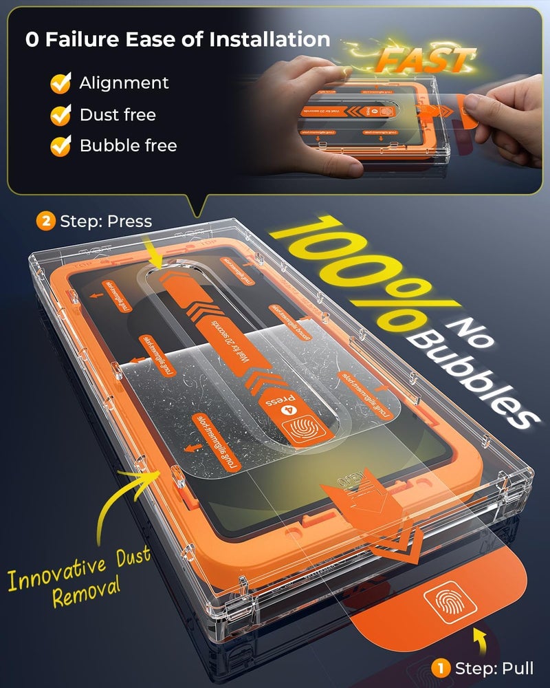 MRGLAS 2+2 Packs for Samsung Galaxy S25 Ultra Screen Protector 6.9'' with Camera Lens Protector [Auto-Dust Removal] [100% Fingerprint Unlock] HD 9H Tempered Glass 10X Military Protection, Zero-Bubble - Image 2