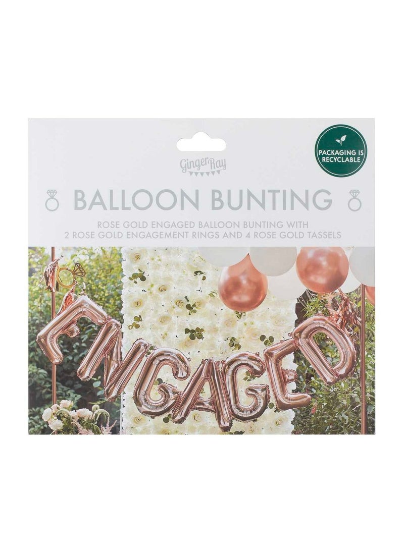 Ginger Ray Balloon Bunting - Engaged with Tassels & Rings - Rose Gold - Image 4