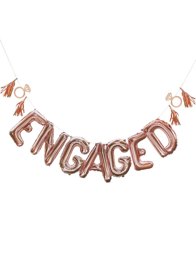 Ginger Ray Balloon Bunting - Engaged with Tassels & Rings - Rose Gold - Image 3