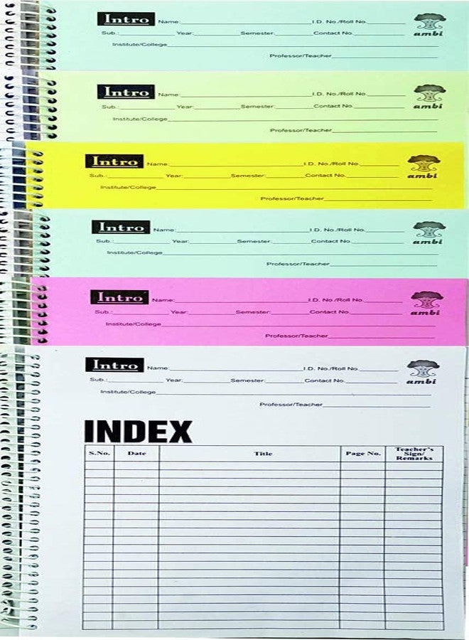 amblitz 6 Subject Notebook | 600 Pages - UnRuled | 6-in-1 Master Notebook - Organize Your Subjects, Rule Your Semester | A4 Size | 70 GSM Thick | Color Index Partition - Image 4