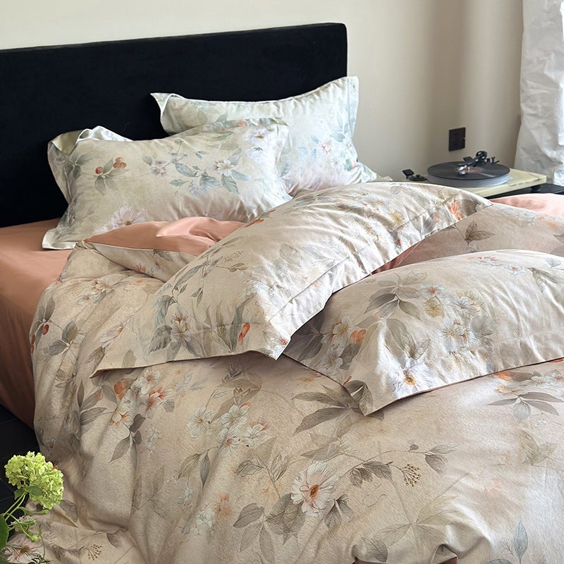Light Rain & Green - Orange 1.5m Flat Sheet Set (200x230cm) - Image 1