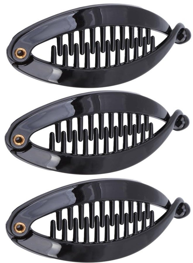 AKADO Fish Shape Hair Claw Clips Banana Clips Barrettes Hairpins Hair Accessories Flexible Ponytail Holder Interlocking Hair Styling Clips Black 3 Pieces (Fish Shape Hair) - Image 1
