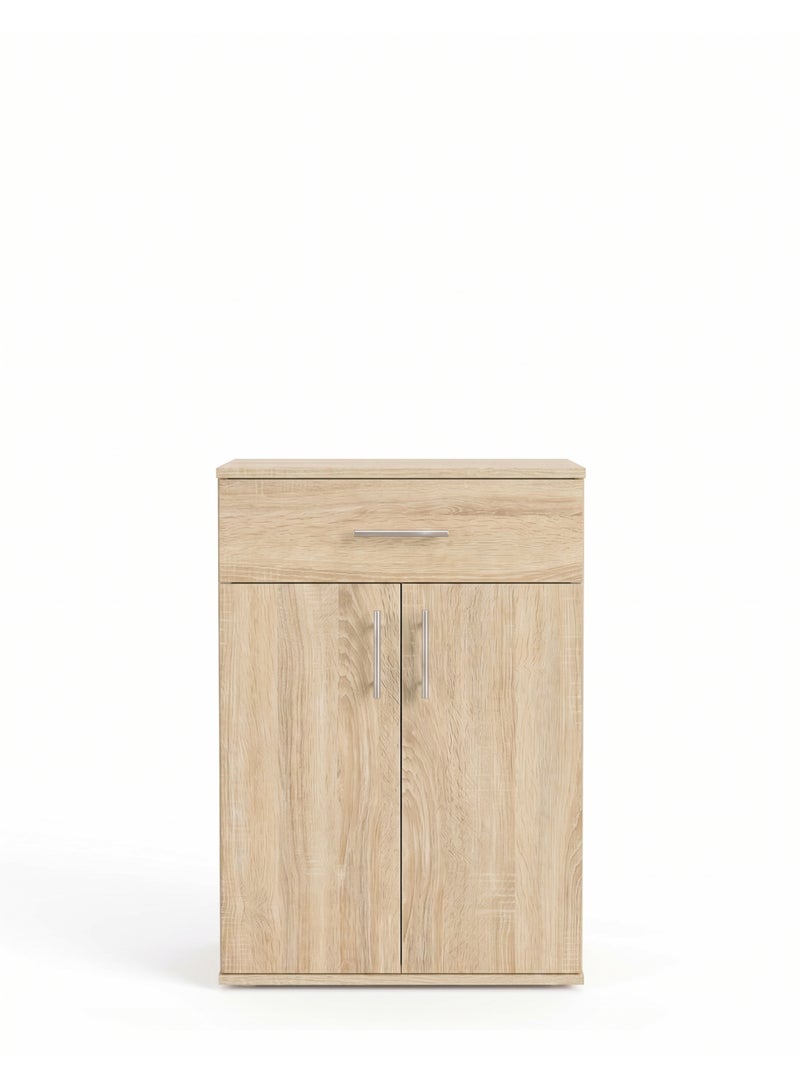 Furniture Store Modern shoe rack/shoe cabinet with a wide drawer and 5 shelves, MDF, in light wood color with white, high-quality finish, from Furniture Store. - Image 2