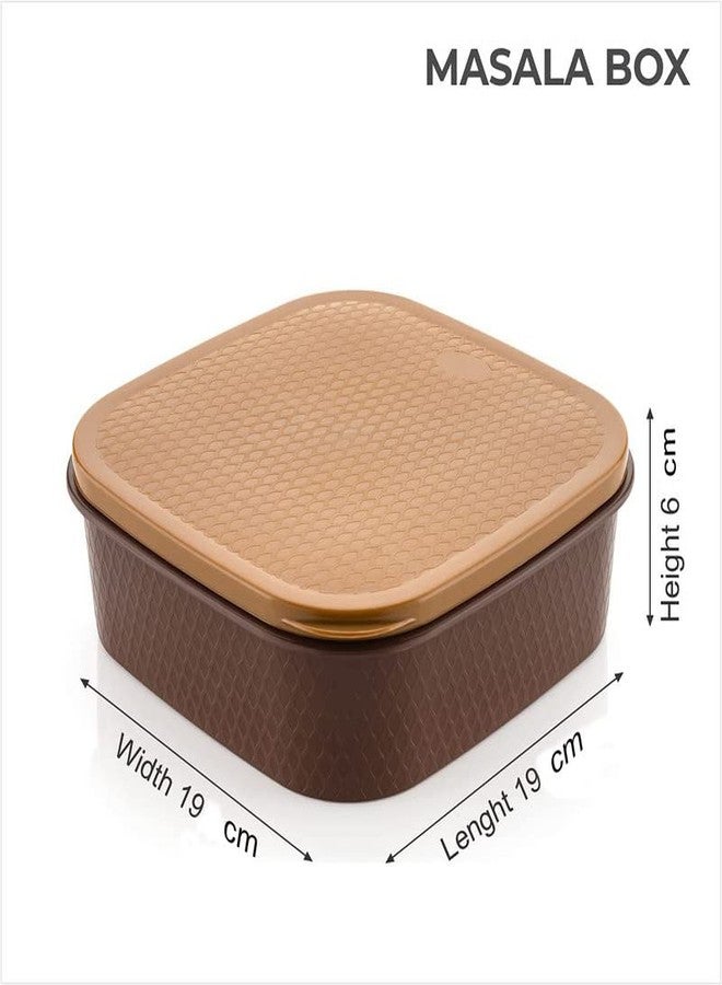 Morbrix Airtight Plastic 7 Section Masala storage Box Wooden Style Spice Dabba Masala Container Spice Box for Kitchen Dryfruit Mukhwas Rangoli Color box (Square) - Image 3