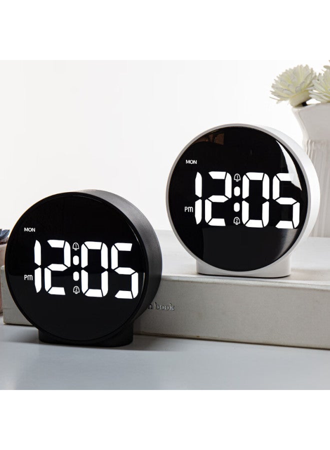 Hense Minimalist Desktop Electronic Clock Creative Table Clock Fashion Alarm Clock Bedroom Bedside Clock Ha816 White Back To School Season - Image 1