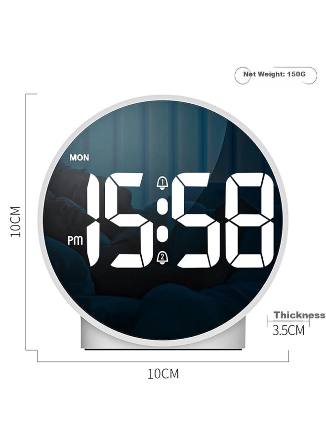 Hense Minimalist Desktop Electronic Clock Creative Table Clock Fashion Alarm Clock Bedroom Bedside Clock Ha816 White Back To School Season - Image 2