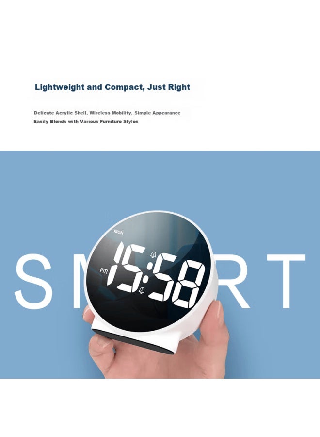 Hense Minimalist Desktop Electronic Clock Creative Table Clock Fashion Alarm Clock Bedroom Bedside Clock Ha816 White Back To School Season - Image 3