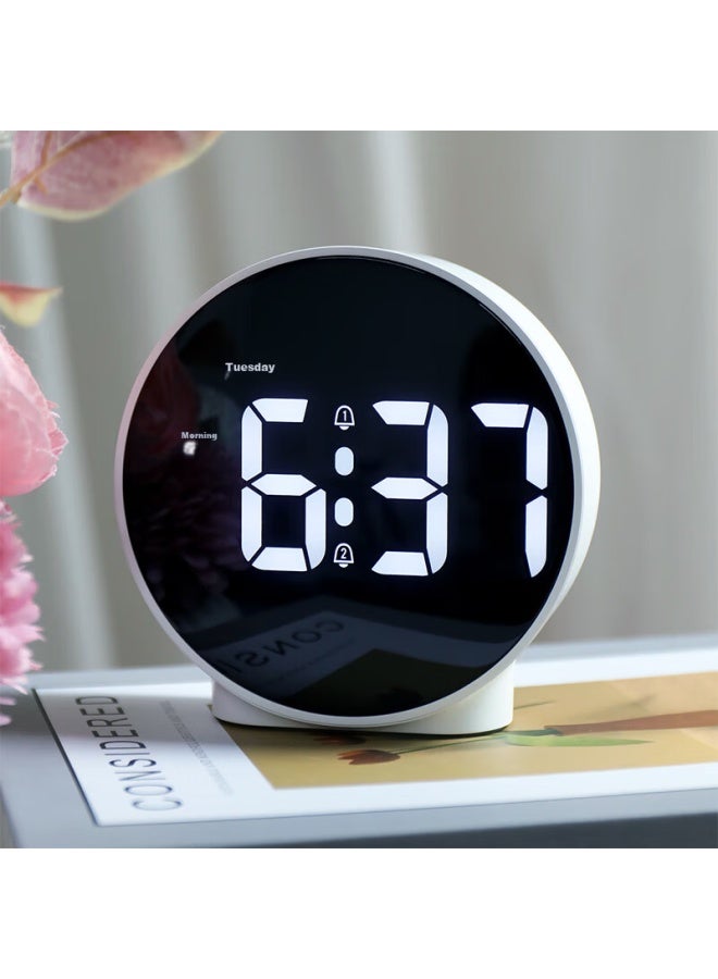 Hense Minimalist Desktop Electronic Clock Creative Table Clock Fashion Alarm Clock Bedroom Bedside Clock Ha816 White Back To School Season - Image 4