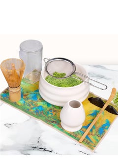 Jinou Matcha Set Made With Natural Bamboo And Premium Quality Ceramic – Matcha Whisk For Mixing The Matcha Tea (WHITE)  - Image 1